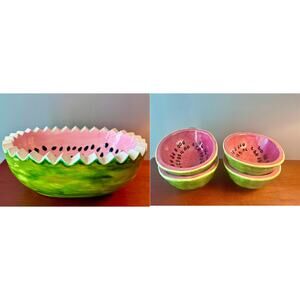 Rare Complete Set of (5) Five Ceramic Watermelon Serving Bowls 1985